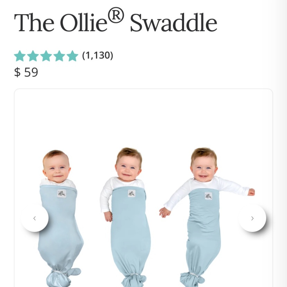The Ollie Swaddle Blue Used one time for a nap